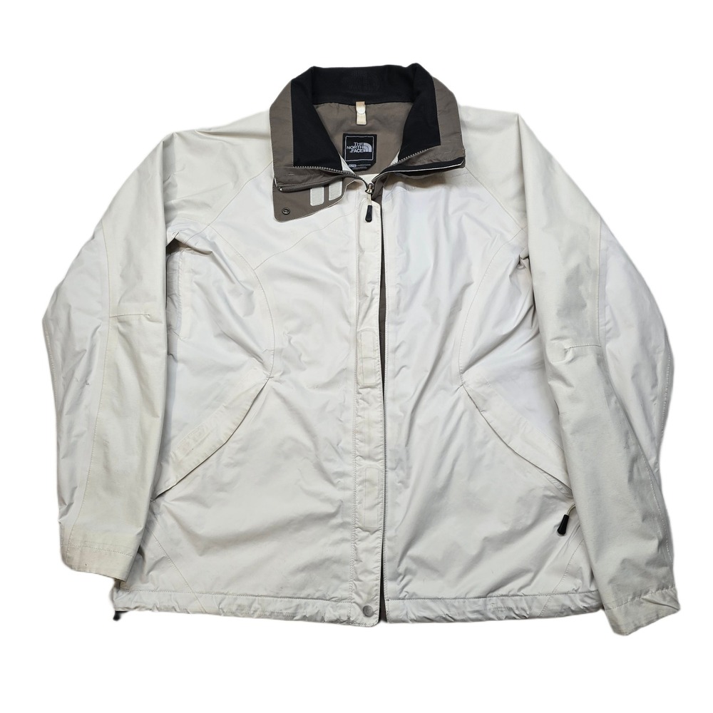 The North Face Gore-Tex Jacket Womens XL Off White Beige‎ Rain Coat Windbreaker